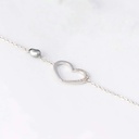 BRACELET ARGENT COEUR ZIRCONS ET KEISHI