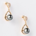 BOUCLES D'OREILLES GOUTTES ZIRCONS ET PERLE DE TAHTI