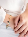 Bracelet acier doré fleurs + pierres + 3 keishis