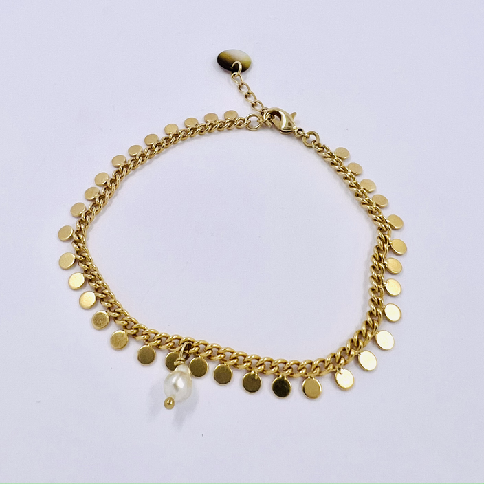 Bracelet pastilles rondes et keishi blanc