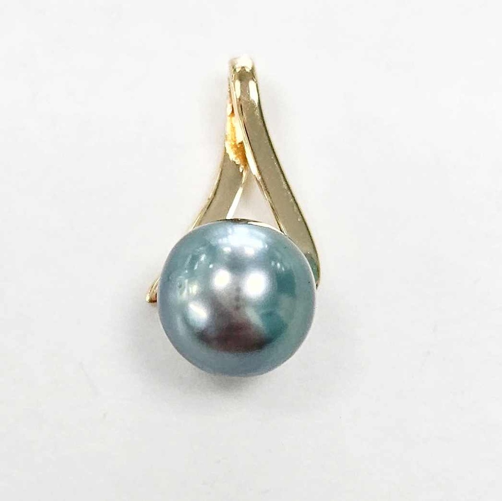 Pendentif plaqué or croisillon Perle de Tahiti