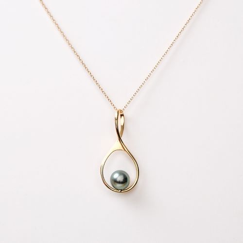 PENDENTIF GOUTTE ET PERLE de Tahiti - plaqué or