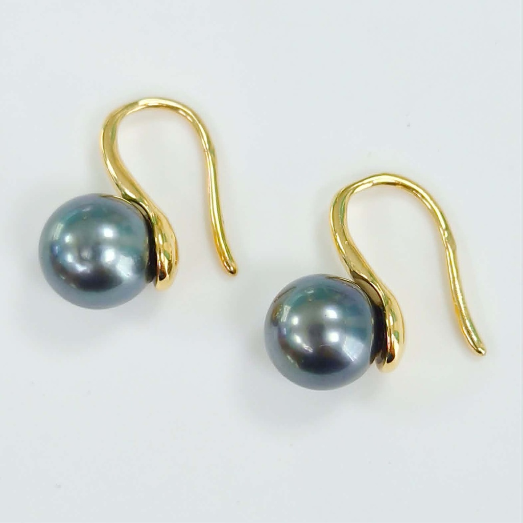 BOUCLE D'OREILLES crochet plaqué or + perles