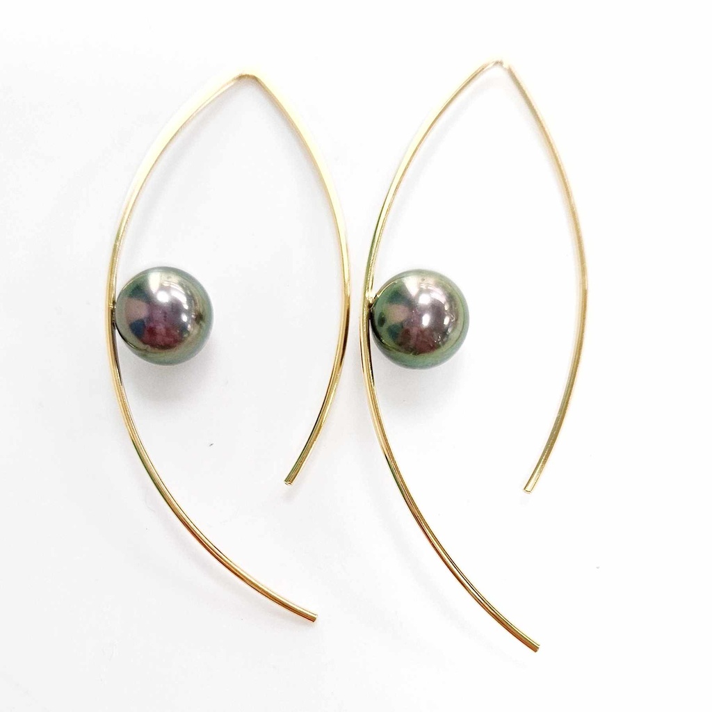 BOUCLES D OREILLES TIGE ET PERLE DE TAHITI