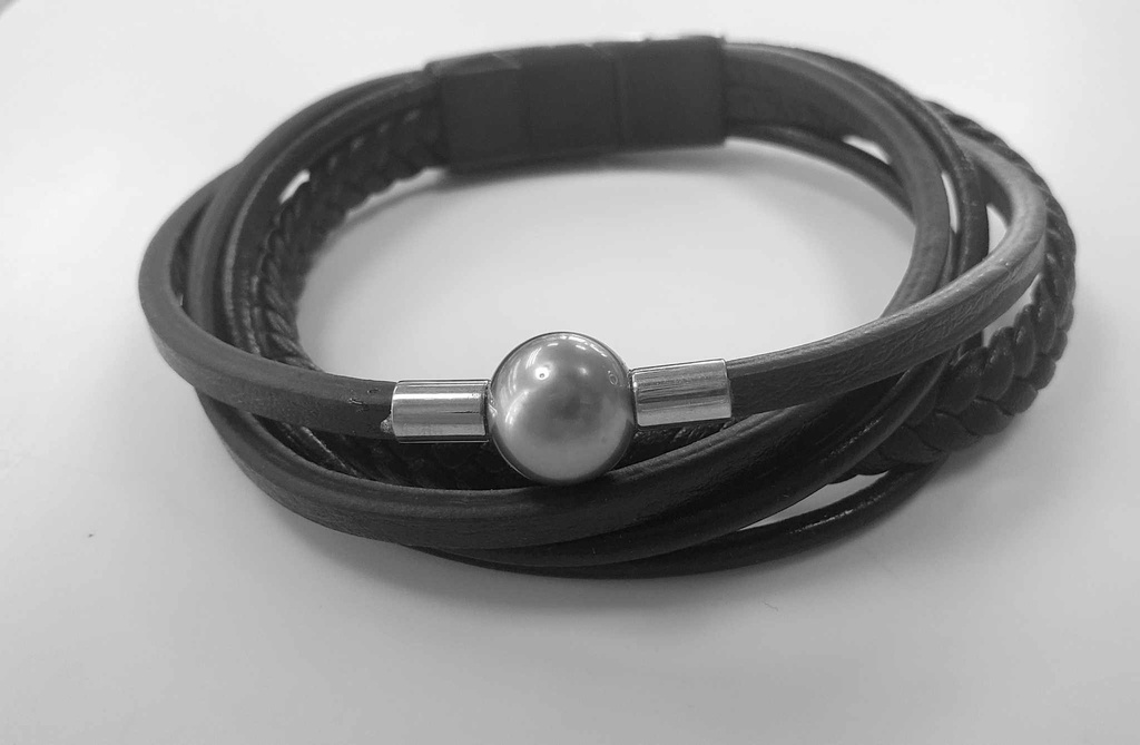 BRACELET HOMME 5 CUIRS PERLE