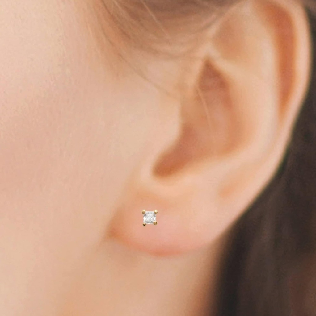 STUDS CARRE MINI ZIRCONS GRIFFE - PLAQUE OR