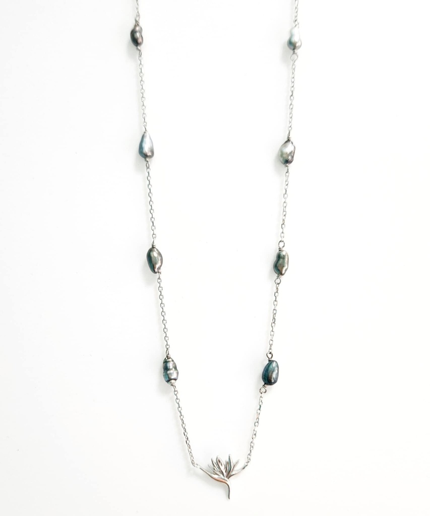 COLLIER OISEAU DE PARADIS 8 KEISHIS - ARGENT