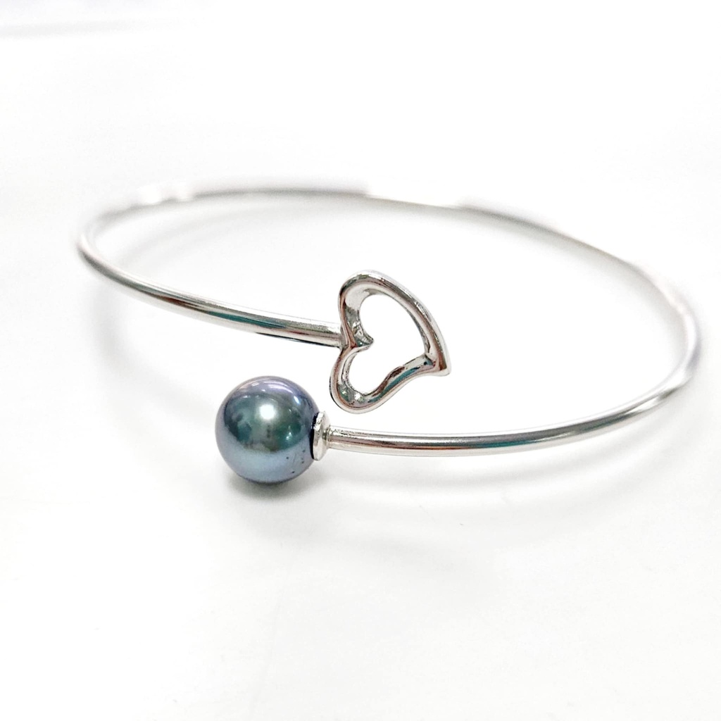 JONC COEUR ET PERLE DE TAHITI - ARGENT