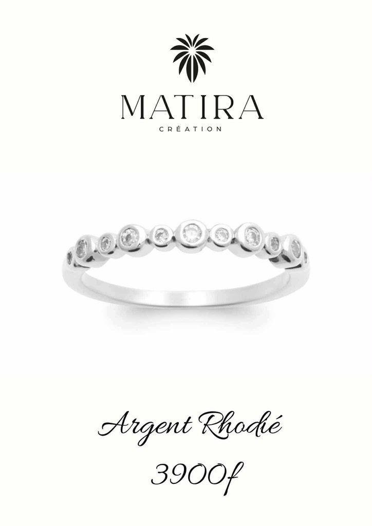 Bague en argent demi-alliance zircons