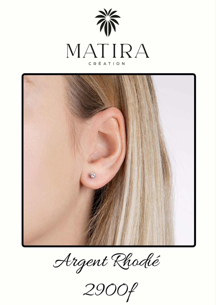 Boucles d'oreilles en argent zircons carré