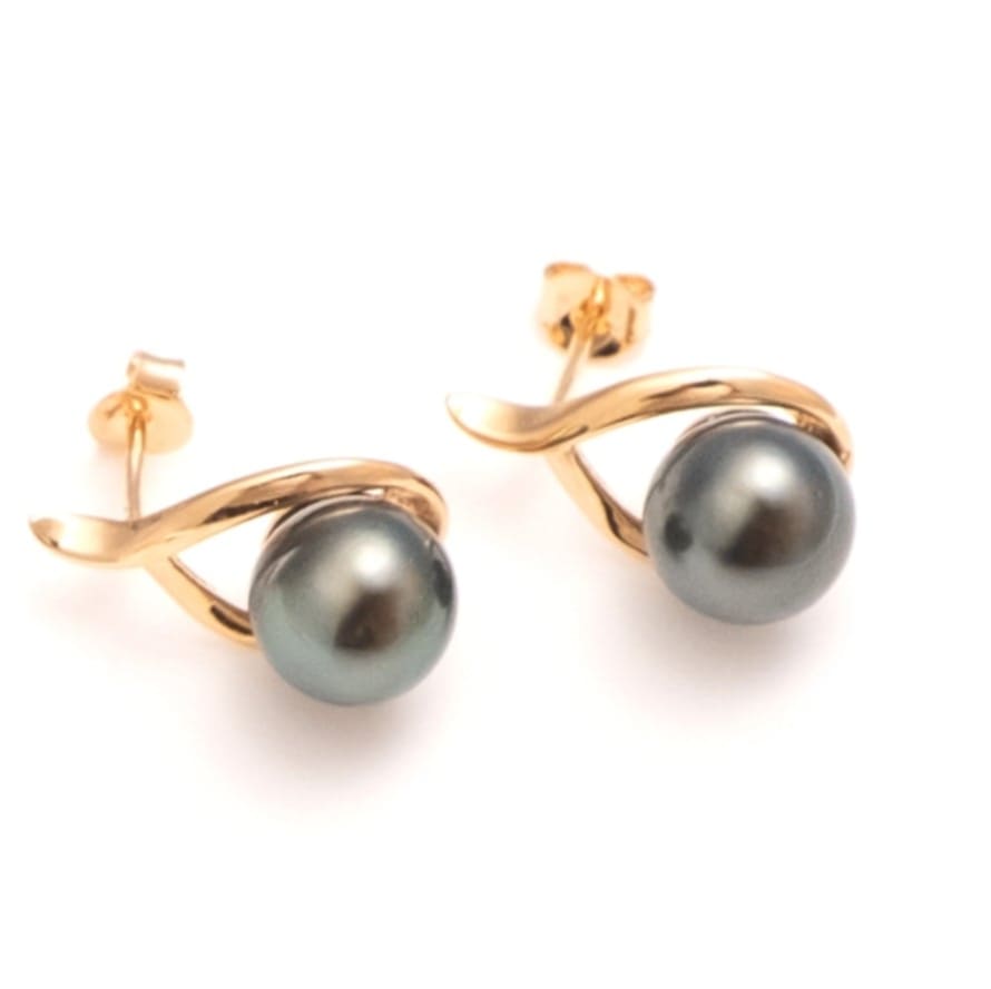 BOUCLES D OREILLES GOUTTE ET PERLES DE TAHITI - PLAQUE OR