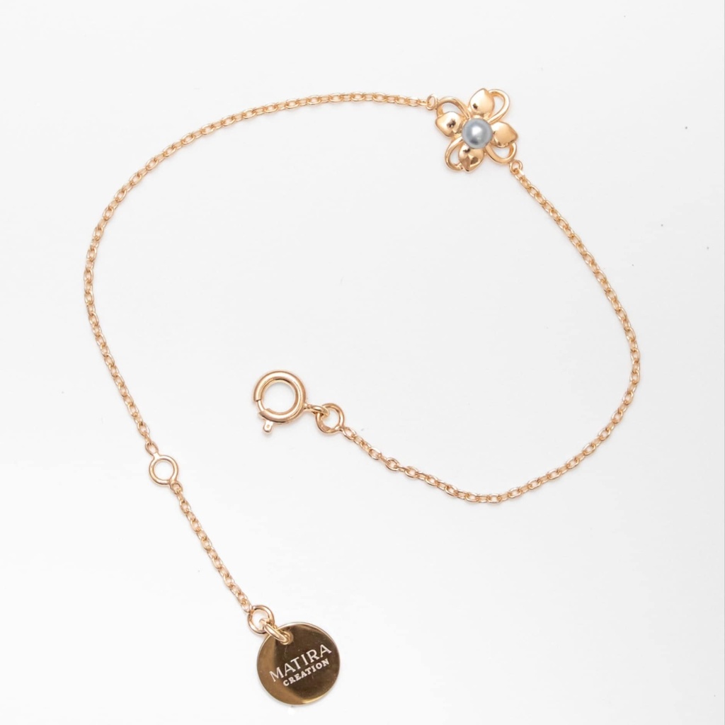 Bracelet plaqué or mini fleurs + 1 keishi