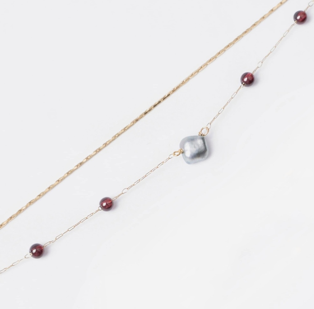 Bracelet acier doré DOUBLE KEISHI PIERRES RONDES