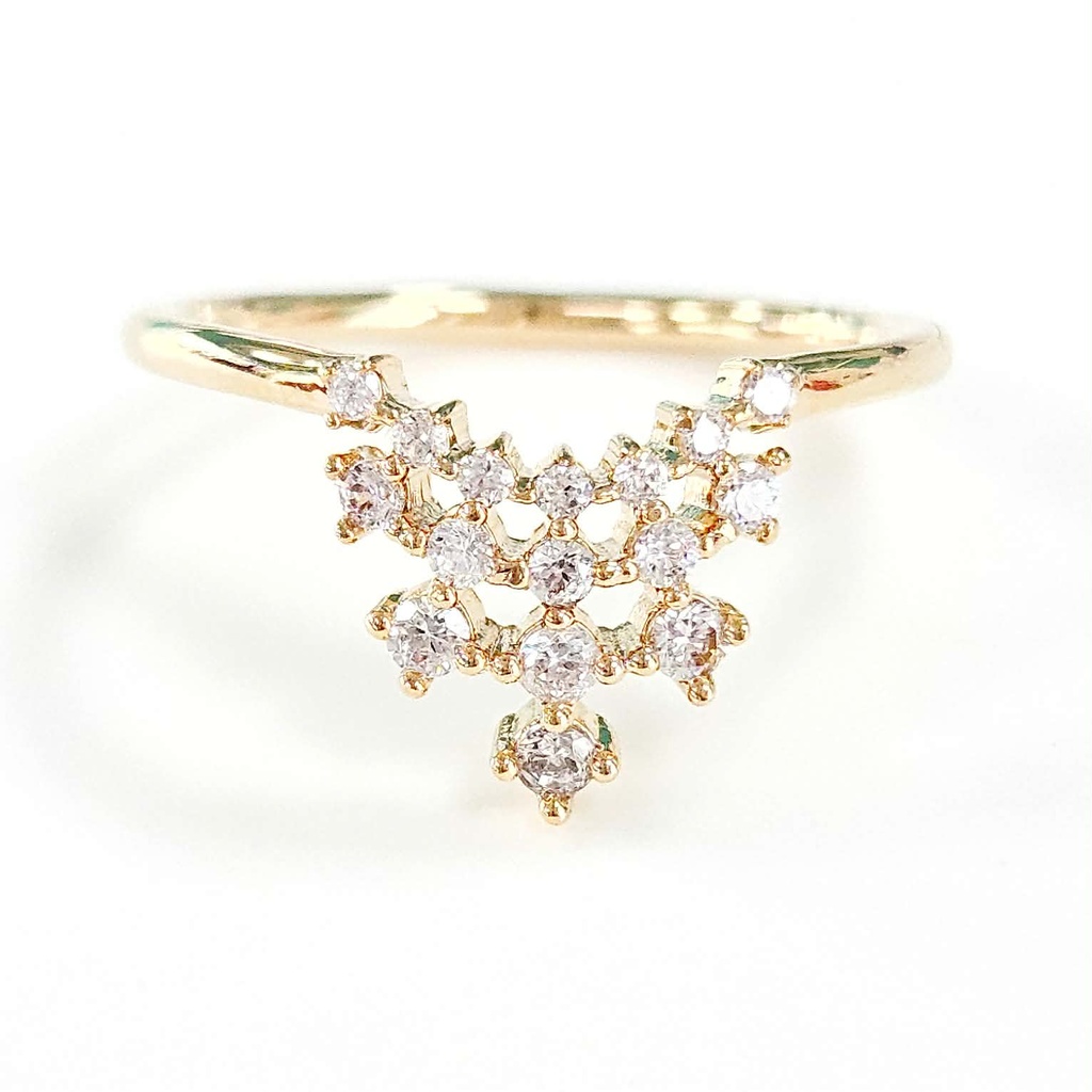 BAGUE SIMPLE CASCADE DE ZIRCONS - PLAQUE OR