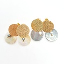 Boucles d'oreilles acier doré estampe + nacre + keishis