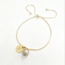 Bracelet acier doré réglable et PERLE