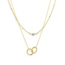 Collier acier doré double, 2 anneaux &amp; 1 keishi