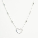 COLLIER ARGENT COEUR ZIRCONS ET 6 KEISHIS