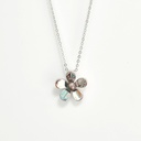 COLLIER ARGENT FLEUR 5 PETALES ET 1 KEISHI