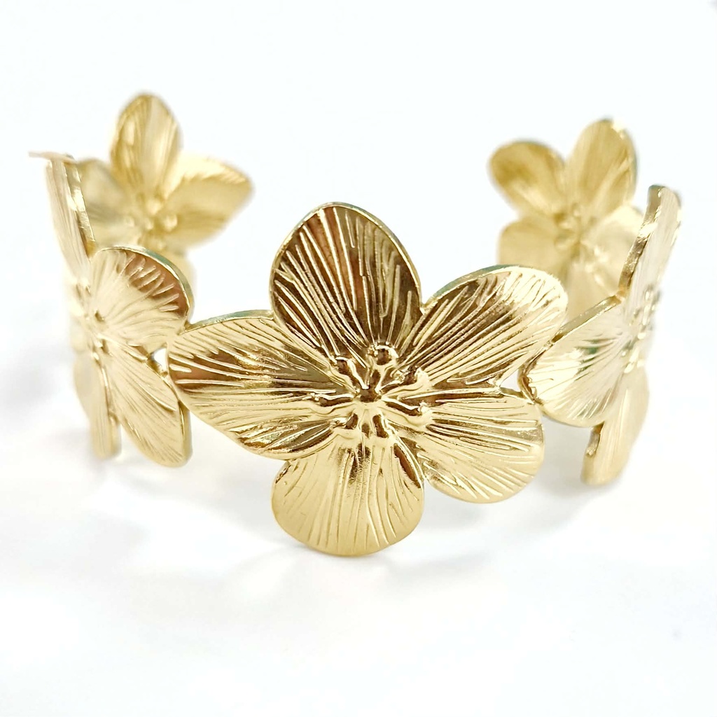 MANCHETTE FLEURS DE PRUNIER - ACIER DORE