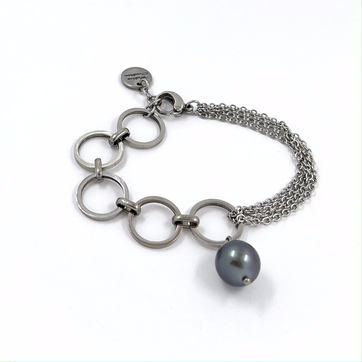 Bracelet  anneaux chaines &amp; une perle