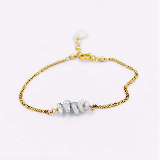 Bracelet plaqué or multichaînes &amp; 5 keishis