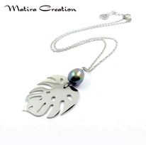 Collier Grand Ape perle de Tahiti Acier