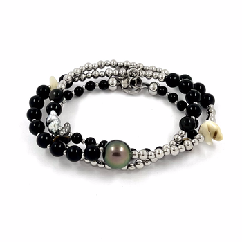 Bracelet Nico 3 tours noir