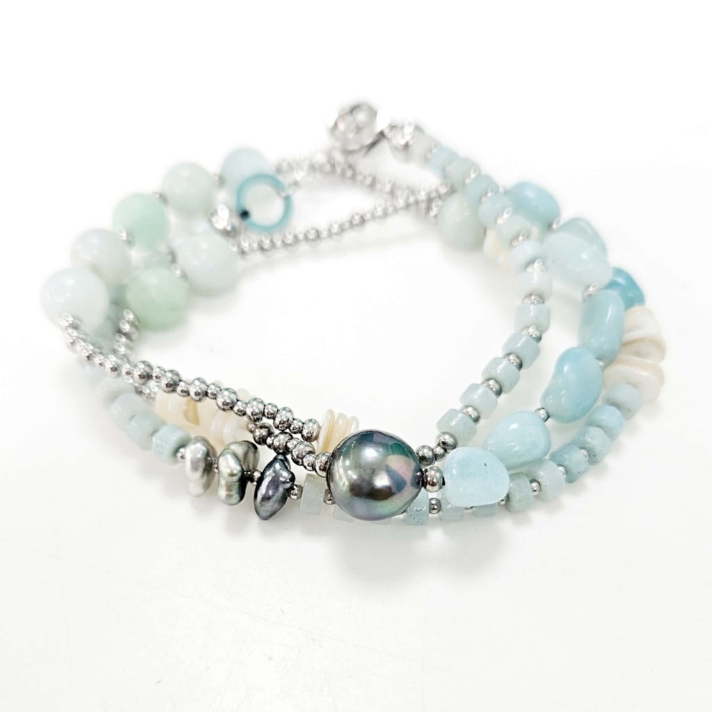 Bracelet Nico 3 tours Bleu Clair