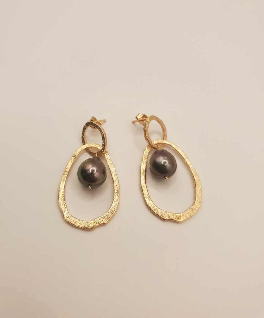 Boucles d'oreille anneaux et Perle T