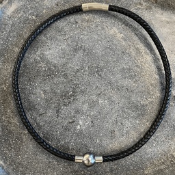 [COP] COLLIER cuir tressé et perle tahiti homme