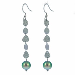 [BOLP] BOUCLES D OREILLES LONGUES PASTILLES ET PERLE - ACIER