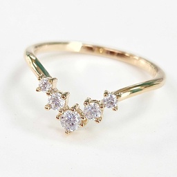 BAGUE V ZIRCONS - plaqué or