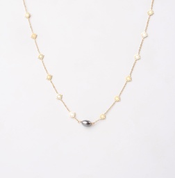 [COFMINID] COLLIER MINI FLEURS ET KEISHI - ACIER DORE