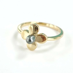 Bague plaqué or Fleur de Tahiti 4 pétales et 1 keishi