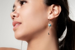 [CRBLEU] Créoles pierres bleus et KEISHI - PLAQUE OR