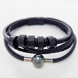 [BRNOLAN2] BRACELET HOMME 4 CUIRS PERLE DE TAHITI