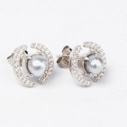 [CHANELBO] BOUCLES D OREILLES ARGENT DOUBLE C - KEISHIS ET ZIRCONS