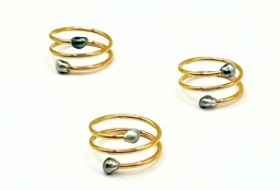 Bague acier doré + 2 keishis