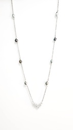[COVZAR] COLLIER V ZIRCONS ET 8 KEISHIS - ARGENT