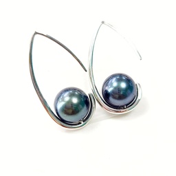 [SILGOUT] BOUCLES D OREILLES GOUTTE ET PERLE DE TAHITI - ARGENT