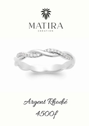 Bague en argent tressée et zircons