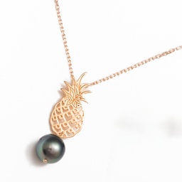 [COANA1P] Collier en plaqué or ananas et une perle de tahiti