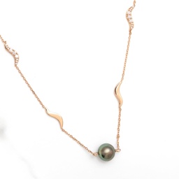[COVAZP] Collier en plaqué or zircon VAGUE 1 perle de Tahiti