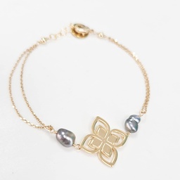 [FLEUR2K] Bracelet plaqué or FLEUR + 2 KEISHIS