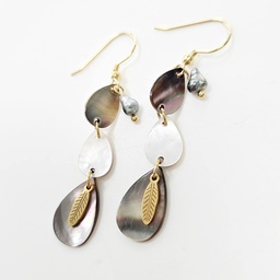 [BOSHELL] BOUCLES D OREILLES NACRES KEISHI ET FANTAISIE - ACIER DORE