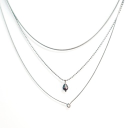 [3COKA] COLLIER 3 RANGS AVEC UN KEISHI - ACIER