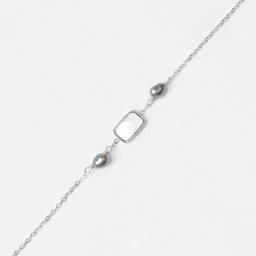 [BR2KR] BRACELET 2 KEISHIS ET RECTANGLE NACRE - ACIER