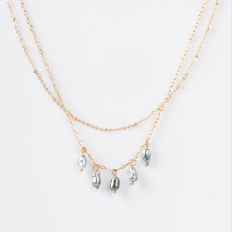 [CO5K] COLLIER DOUBLE 5 KEISHIS BRELOQUES - ACIER DORE