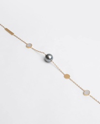 [BRNPD] BRACELET PASTILLES NACRE ET PERLE - ACIER DORE